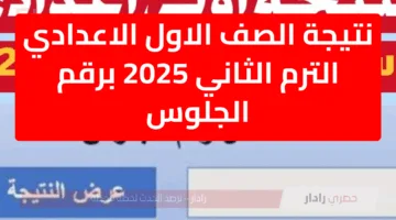 لينك 1 اعداداي.. نتيجة الصف الاول الاعدادي الترم الثاني 2025 برقم الجلوس عبر بوابة التعليم eduserv.cairo.gov.eg