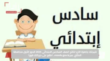 نتيجتك جاهزة الآن.. نتائج الصف السادس الابتدائي 2025 الدور الأول محافظة المثني عبر moedu.gov.iq.. اطلع على درجاتك فوراً