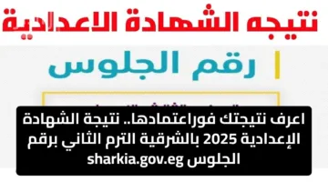 اعرف نتيجتك فور اعتمادها.. نتيجة الشهادة الإعدادية 2025 بالشرقية الترم الثاني برقم الجلوس sharkia.gov.eg