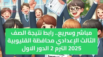 الآن الرابط الرسمي.. نتيجة الصف الثالث الإعدادي 2025 بمحافظة القليوبية برقم الجلوس فقط