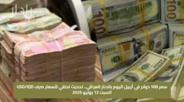 سعر 100 دولار في أربيل اليوم بالدينار العراقي.. تحديث لحظي لأسعار صرف USD/IQD السبت 12 يوليو 2025