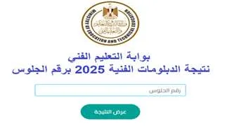 “استعلام سريع” Link استخراج نتيجه الدبلومات الفنية 2025 برقم الجلوس الترم الثاني كافة التخصصات