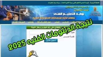 خطوات الإستعلام عن نتيجة الدبلومات الفنيه برقم الجلوس 2025 عبر موقع وزارة التربية والتعليم
