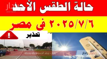 تحذير هام من الأرصاد الجوية حول حالة الطقس اليوم الأحد 6-7-2025 .. إرتفاع شديد في الحرارة