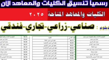 “الآن” تنسيق الكليات والمعاهد للدبلومات الفنية 2025 لنظام 3 و 5 سنوات
