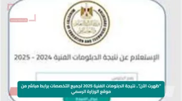 “ظهرت الآن”.. نتيجة الدبلومات الفنية 2025 لجميع التخصصات برابط مباشر من موقع الوزارة الرسمي