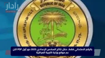 بالرقم الامتحاني فقط.. حمّل نتائج السادس الإعدادي 2025 دور أول PDF الآن عبر موقع وزارة التربية العراقية