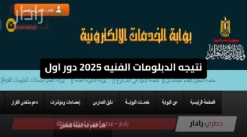 «نتيجتك بالاسم» نتيجه الدبلومات الفنيه 2025 دور اول خطوات الاستعلام بوابة التعليم الفني