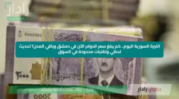 الليرة السورية اليوم.. كم يبلغ سعر الدولار الآن في دمشق وباقي المدن؟ تحديث لحظي وتقلبات محدودة في السوق