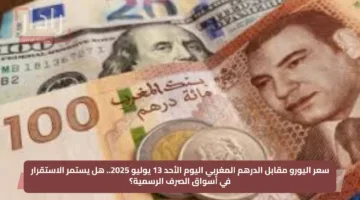 سعر اليورو مقابل الدرهم المغربي اليوم الأحد 13 يوليو 2025.. هل يستمر الاستقرار في أسواق الصرف الرسمية؟