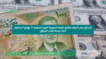 كم بلغ سعر الدولار مقابل الليرة السورية اليوم الجمعة 11 يوليو؟ استقرار لافت وسط ترقب السوق