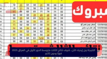 النتيجة بين إيديك الآن.. شوف نتائج الثالث متوسط الدور الأول في العراق 2025 فورًا ودون تأخير