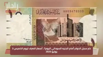 كم سجل الدولار أمام الجنيه السوداني اليوم؟.. أسعار الصرف ليوم الخميس 3 يوليو 2025