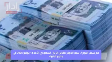 كم سجل اليوم؟.. سعر الدولار مقابل الريال السعودي الأحد 13 يوليو 2025 في جميع البنوك