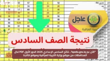 “الآن عبر epedu.gov.iq”.. نتائج السادس الإعدادي 2025 الدور الأول PDF لكل المحافظات من موقع وزارة التربية العراقية وموقع نتائجنا
