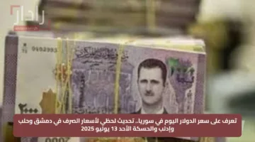 تعرف على سعر الدولار اليوم في سوريا.. تحديث لحظي لأسعار الصرف في دمشق وحلب وإدلب والحسكة الأحد 13 يوليو 2025