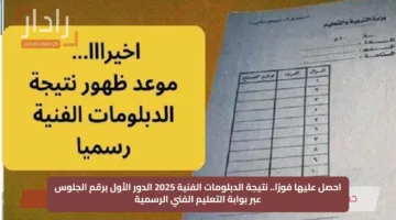 احصل عليها فورًا.. نتيجة الدبلومات الفنية 2025 الدور الأول برقم الجلوس عبر بوابة التعليم الفني الرسمية
