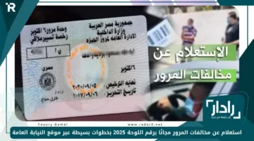 «وفر وقتك» استعلام عن مخالفات المرور مجانًا برقم اللوحة 2025 بخطوات بسيطة عبر موقع النيابة العامة
