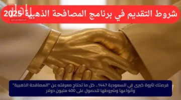 فرصتك لثروة كبرى في السعودية 1447.. كل ما تحتاج معرفته عن “المصافحة الذهبية” وأنواعها وشروطها للحصول على 400 مليون دولار