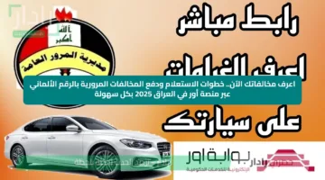 اعرف مخالفاتك الآن.. خطوات الاستعلام ودفع المخالفات المرورية بالرقم الألماني عبر منصة أور في العراق 2025 بكل سهولة