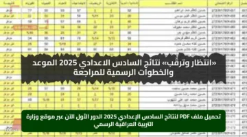 تحميل ملف PDF لنتائج السادس الإعدادي 2025 الدور الأول الآن عبر موقع وزارة التربية العراقية الرسمي