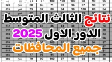 نتائج الثالث متوسط الدور الأول 2025 برقم الامتحان.. استعلم الآن بسهولة