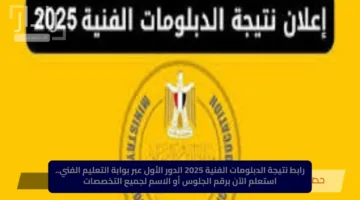 رابط نتيجة الدبلومات الفنية 2025 الدور الأول عبر بوابة التعليم الفني.. استعلم الآن برقم الجلوس أو الاسم لجميع التخصصات