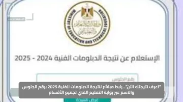 “اعرف نتيجتك الآن”.. رابط مباشر لنتيجة الدبلومات الفنية 2025 برقم الجلوس والاسم عبر بوابة التعليم الفني لجميع الأقسام