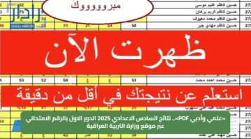 «علمي وأدبي PDF».. نتائج السادس الاعدادي 2025 الدور الاول بالرقم الامتحاني عبر موقع وزارة التربية العراقية