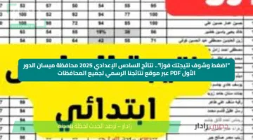 “اضغط وشوف نتيجتك فورًا”.. نتائج السادس الإعدادي 2025 محافظة ميسان الدور الأول PDF عبر موقع نتائجنا الرسمي لجميع المحافظات