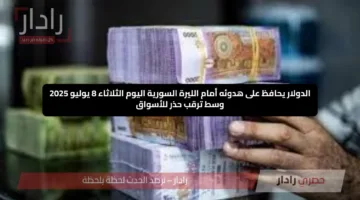 الدولار يحافظ على هدوئه أمام الليرة السورية اليوم الثلاثاء 8 يوليو 2025 وسط ترقب حذر للأسواق