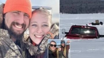 نجاة أم بأعجوبة بعد سقوط شاحنتها داخل بحيرة متجمدة في أمريكا