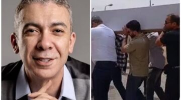 لحظات إنهيار أسرة ومحبو الدكتور ضياء العوضي خلال مراسم تشييع جثمانه