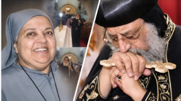 البابا تواضروس يقدم التعازي في نياحة تاسوني يوستينا بصلوات التجنيز في المعصرة